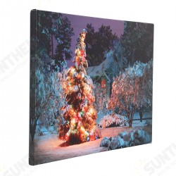 40 x 30cm Battery Operated LED Christmas Snowy House Front Tree Xmas Canvas Print Wall Art 40 x 30cm Battery Operated LED Christmas Snowy House Front Tree Xmas Canvas Print Wall Art