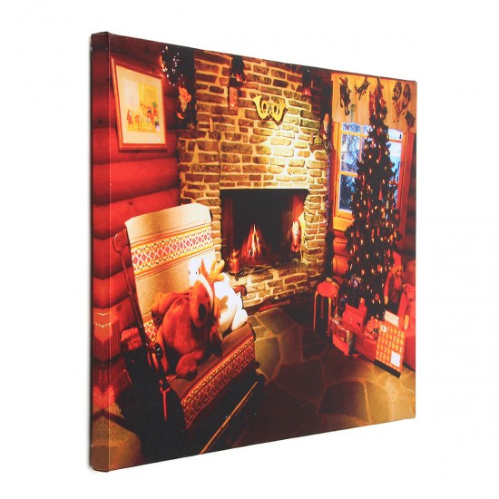 40 x 30cm Operated LED Home Christmas Decor Tree Xmas Canvas Print Wall Art
