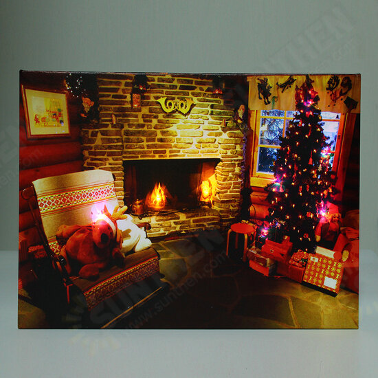 40 x 30cm Operated LED Home Christmas Decor Tree Xmas Canvas Print Wall Art 40 x 30cm Operated LED Home Christmas Decor Tree Xmas Canvas Print Wall Art