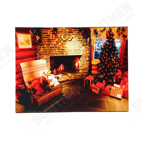 40 x 30cm Operated LED Home Christmas Decor Tree Xmas Canvas Print Wall Art