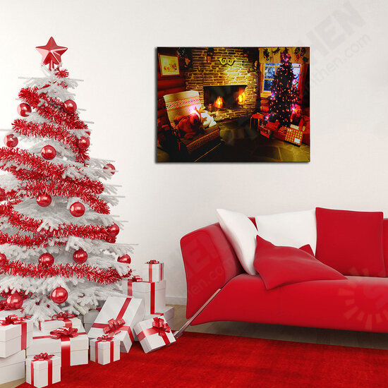 40 x 30cm Operated LED Home Christmas Decor Tree Xmas Canvas Print Wall Art