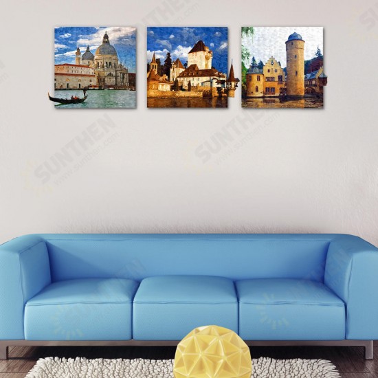 50x50cm 3Pcs Combination PAG DIY Frameless Painting 3D Scene Sticker Oil Paintings Landscape Castle Wall Decor