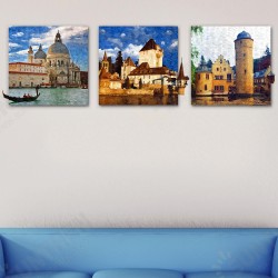 50x50cm 3Pcs Combination PAG DIY Frameless Painting 3D Scene Sticker Oil Paintings Landscape Castle Wall Decor 50x50cm 3Pcs Combination PAG DIY Frameless Painting 3D Scene Sticker Oil Paintings Landscape Castle Wall Decor