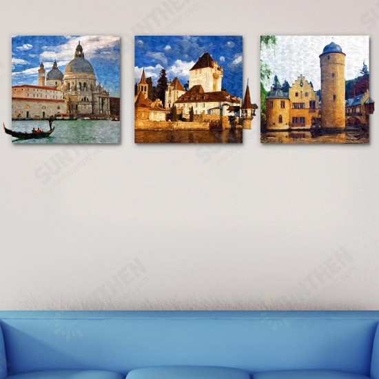 50x50cm 3Pcs Combination PAG DIY Frameless Painting 3D Scene Sticker Oil Paintings Landscape Castle Wall Decor