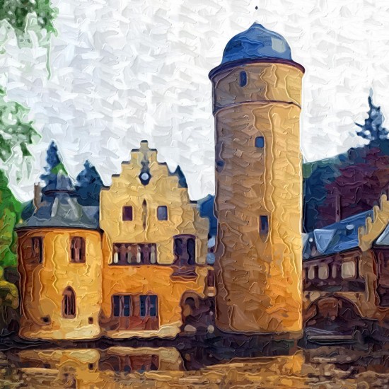 50x50cm 3Pcs Combination PAG DIY Frameless Painting 3D Scene Sticker Oil Paintings Landscape Castle Wall Decor