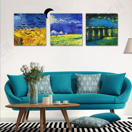 50x50cm 3Pcs Combination PAG DIY Frameless Painting 3D Sticker Oil Painting Landscape Grassland Wall Decor