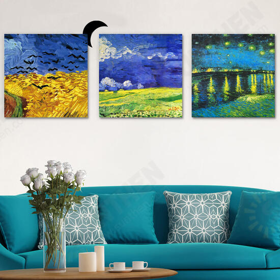 50x50cm 3Pcs Combination PAG DIY Frameless Painting 3D Sticker Oil Painting Landscape Grassland Wall Decor