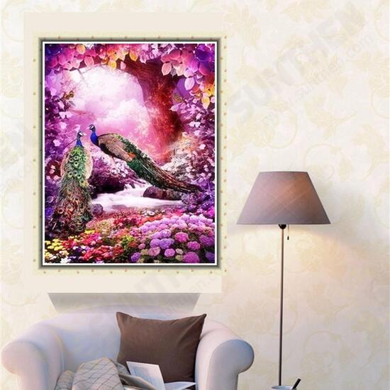 5D Peacock & Tree Flower Diamond Rhinestone Embroidery Painting Cross Stitch Home Decor