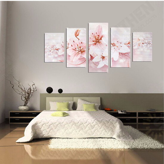 5PCS Frameless Canvas Paintings Lilies Art Paint for Home Wall Decoration