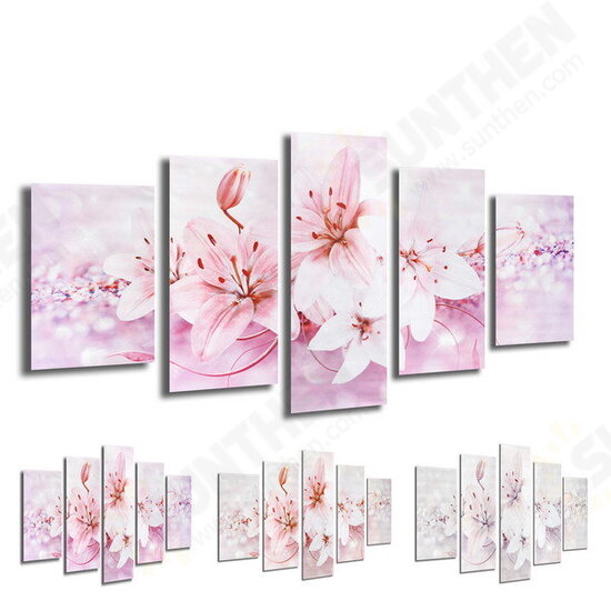 5PCS Frameless Canvas Paintings Lilies Art Paint for Home Wall Decoration