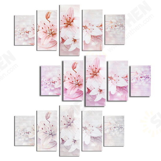 5PCS Frameless Canvas Paintings Lilies Art Paint for Home Wall Decoration