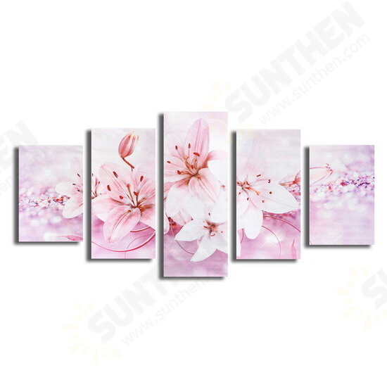 5PCS Frameless Canvas Paintings Lilies Art Paint for Home Wall Decoration