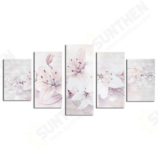 5PCS Frameless Canvas Paintings Lilies Art Paint for Home Wall Decoration