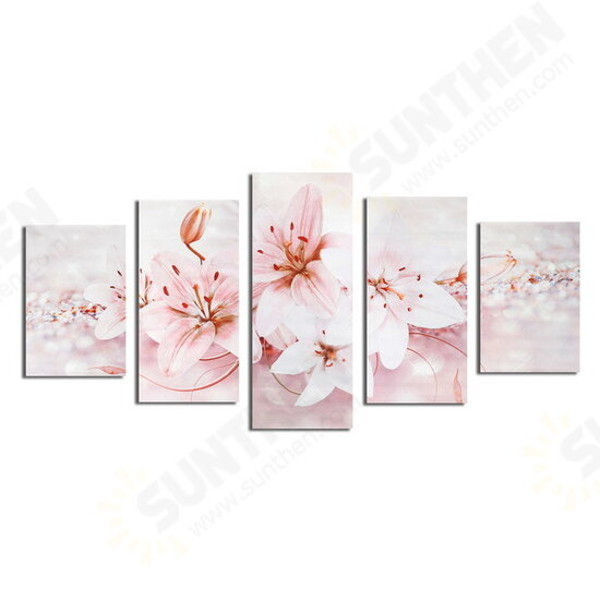 5PCS Frameless Canvas Paintings Lilies Art Paint for Home Wall Decoration