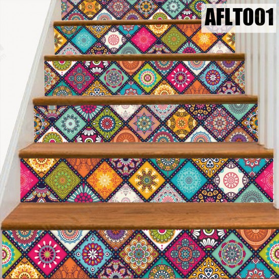 6PCS Stair Step Decals Stickers Stair Riser Decals Tile Backsplash Contact Paper