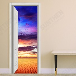 88X200CM PAG Imitative Door 3D Wall Sticker Ocean Desert Eiffel Tower Ajar Door Home Wall Decor Gift 88X200CM PAG Imitative Door 3D Wall Sticker Ocean Desert Eiffel Tower Ajar Door Home Wall Decor Gift