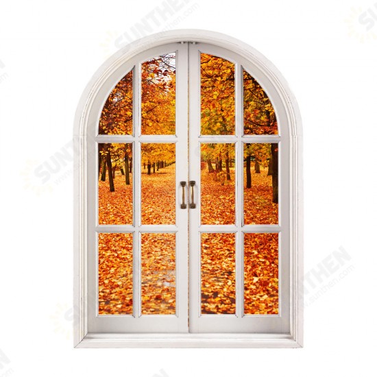 Autumn Leaves 3D Artificial Window View 3D Wall Decals Room PAG Stickers Home Wall Decor Gift