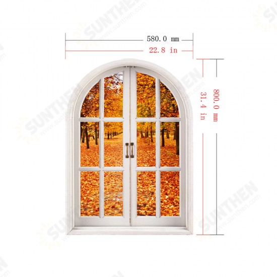 Autumn Leaves 3D Artificial Window View 3D Wall Decals Room PAG Stickers Home Wall Decor Gift