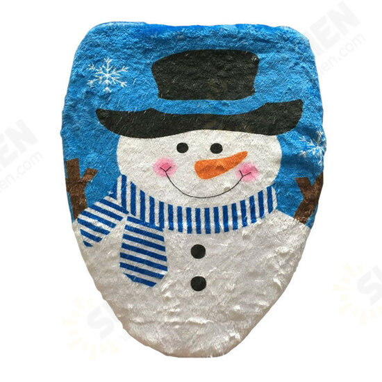 Bathroom Christmas Snowman Toilet Seat Cover Happy Santa Closestool Decorations