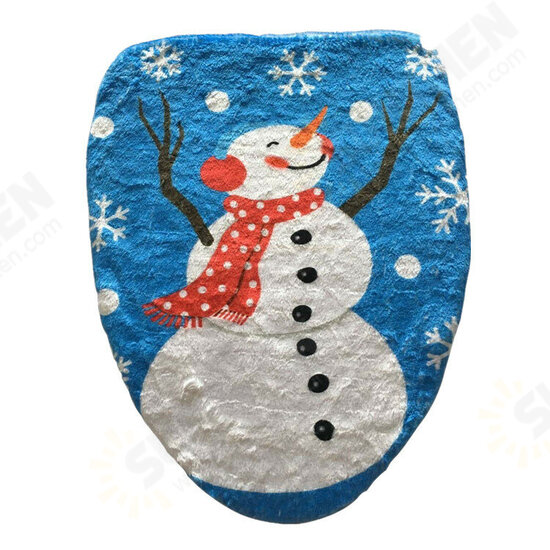 Bathroom Christmas Snowman Toilet Seat Cover Happy Santa Closestool Decorations