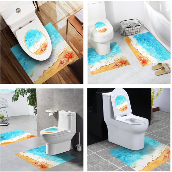 Bathroom Toilet Special 3 Pcs Set PVC Waterproof Non-slip Wear Resistant Wall Sticker