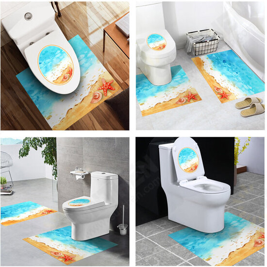 Bathroom Toilet Special 3 Pcs Set PVC Waterproof Non-slip Wear Resistant Wall Sticker