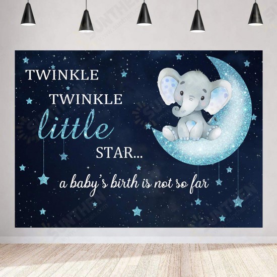 Blue Elephant Photography Backdrop Baby Shower Party Birthday Animals Background