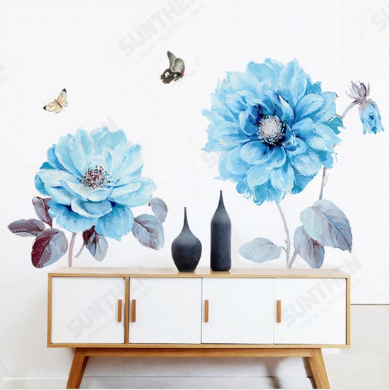 Blue Flowers Wall Sticker Room Sticker Living Room Background Bedroom Decorations