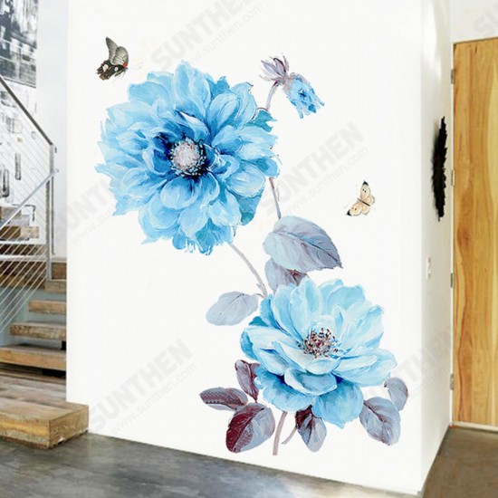 Blue Flowers Wall Sticker Room Sticker Living Room Background Bedroom Decorations