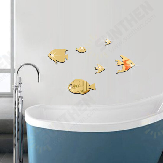 Bubble Fish Wall Sticker Ocean Fish Mirror Sticker Self Adhesive Acrylic Mirror Wall Sticker Suitable for Children's Room Kindergarten