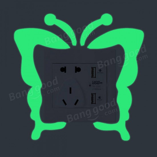 Butterfly Creative Luminous Switch Sticker Removable Glow In The Dark Wall Decal Home Decor