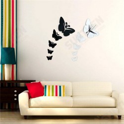 Butterfly Wall Clock Sticker Specular Surface Wall Sticker Home Decoration Butterfly Wall Clock Sticker Specular Surface Wall Sticker Home Decoration