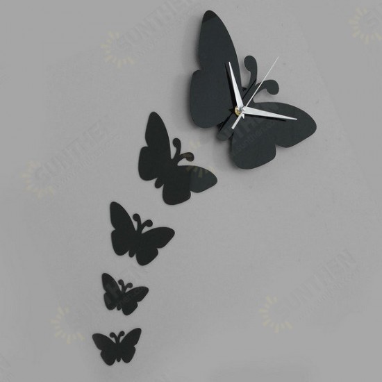 Butterfly Wall Clock Sticker Specular Surface Wall Sticker Home Decoration