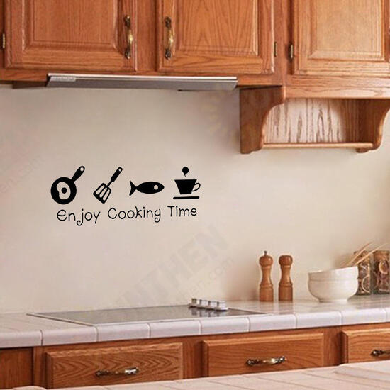 Cartoon Enjoy Cooking Time Kitchen Wall Sticker PVC Mural Art Decals Stickers Background Home Decor