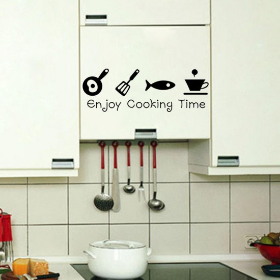 Cartoon Enjoy Cooking Time Kitchen Wall Sticker PVC Mural Art Decals Stickers Background Home Decor