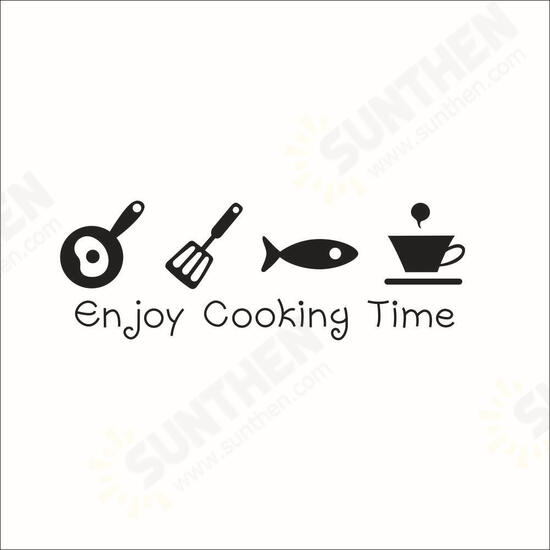 Cartoon Enjoy Cooking Time Kitchen Wall Sticker PVC Mural Art Decals Stickers Background Home Decor