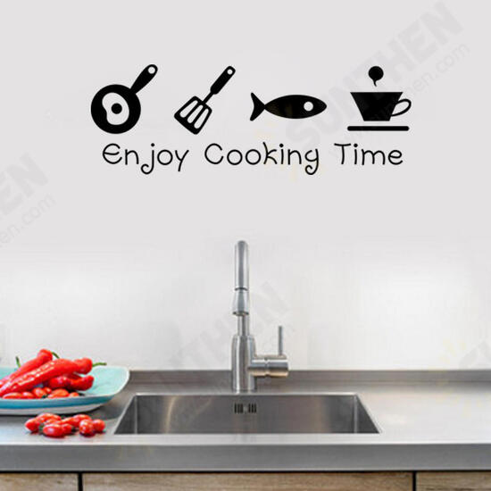 Cartoon Enjoy Cooking Time Kitchen Wall Sticker PVC Mural Art Decals Stickers Background Home Decor