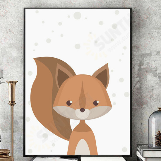 Cartoon Fox Animal Canvas Poster Nordic Art Prints Baby Kids Room Wall Sticker Decor