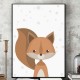 Cartoon Fox Animal Canvas Poster Nordic Art Prints Baby Kids Room Wall Sticker Decor