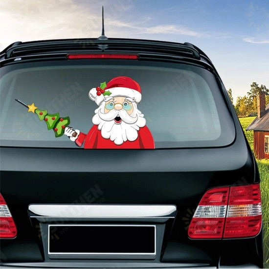 Christmas Car Rear Window Wiper Scraper Sticker Detachable Creative PVC Car Decor Sticker UV Protected