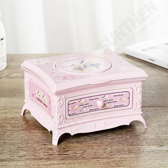 Classical Rotating Girl Music Box Jewelry Storage Box & Makeup Mirror Kids Decorations