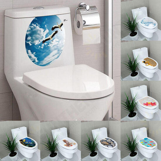 Creative 3D Toilet Seat Wall Sticker Art Wallpaper Removable Bathroom Decals Home Decor