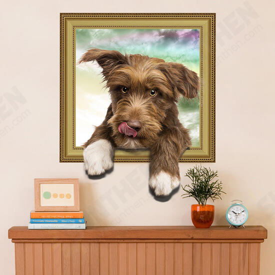 Creative Cartoon 3D Pet Dog PVC Broken Wall Sticker DIY Removable Decor Waterproof Wall Stickers