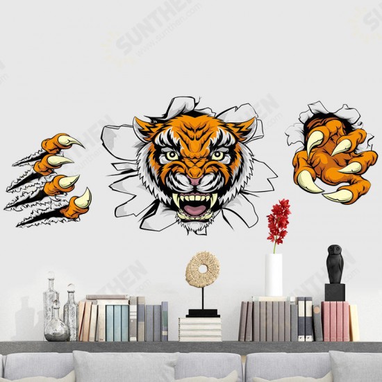 Creative Company Office Decorations Wall Stickers Domineering 3D Tiger Broken Wall 30* 90CM