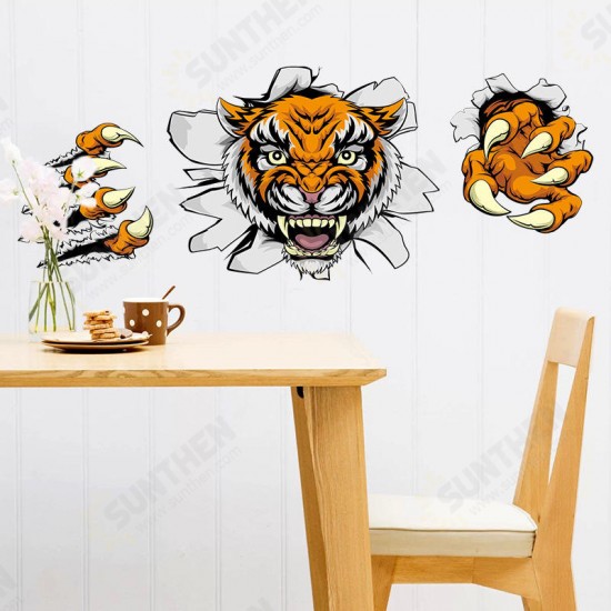 Creative Company Office Decorations Wall Stickers Domineering 3D Tiger Broken Wall 30* 90CM