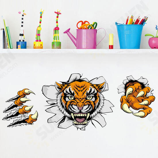 Creative Company Office Decorations Wall Stickers Domineering 3D Tiger Broken Wall 30* 90CM