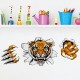 Creative Company Office Decorations Wall Stickers Domineering 3D Tiger Broken Wall 30* 90CM