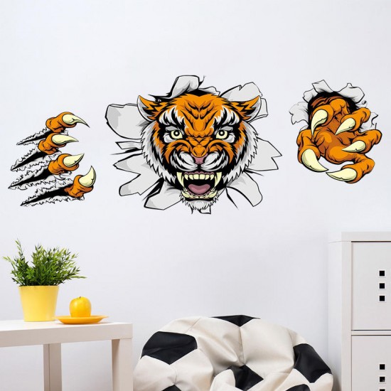 Creative Company Office Decorations Wall Stickers Domineering 3D Tiger Broken Wall 30* 90CM