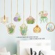 Creative DIY Plant Leaves Removable Wall Stickers Hanging Basket Flower for Bedroom Kitchen Kids Room Adhesive Sticker Decorations