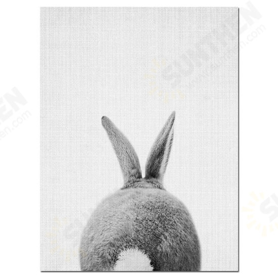 Cute Rabbit Canvas Wall Art Poster Animal Print Paintings Baby Nursery Room